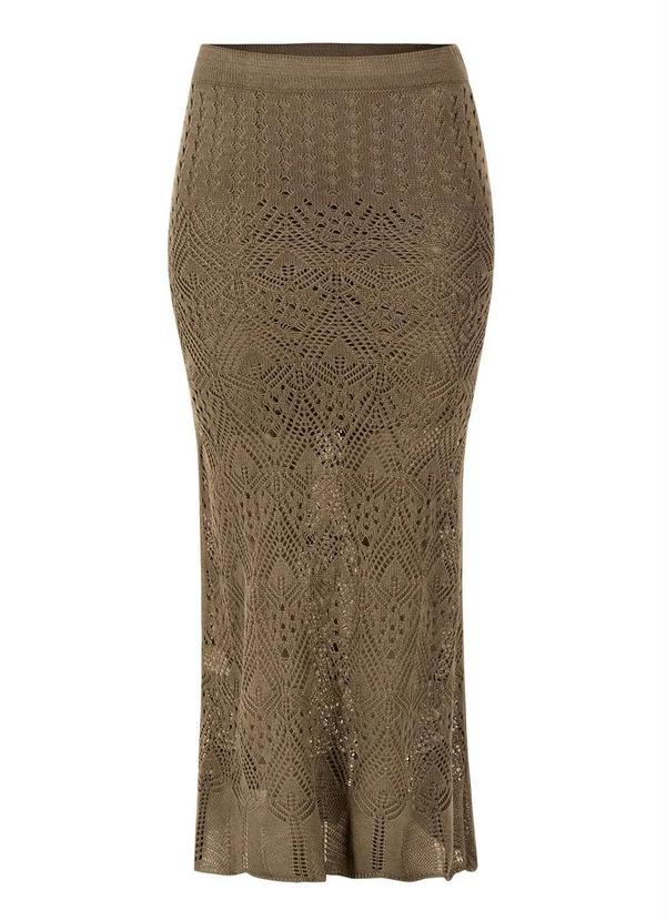 Outlet - Saia Longa Tricot Marrom Moda Evangélica 7