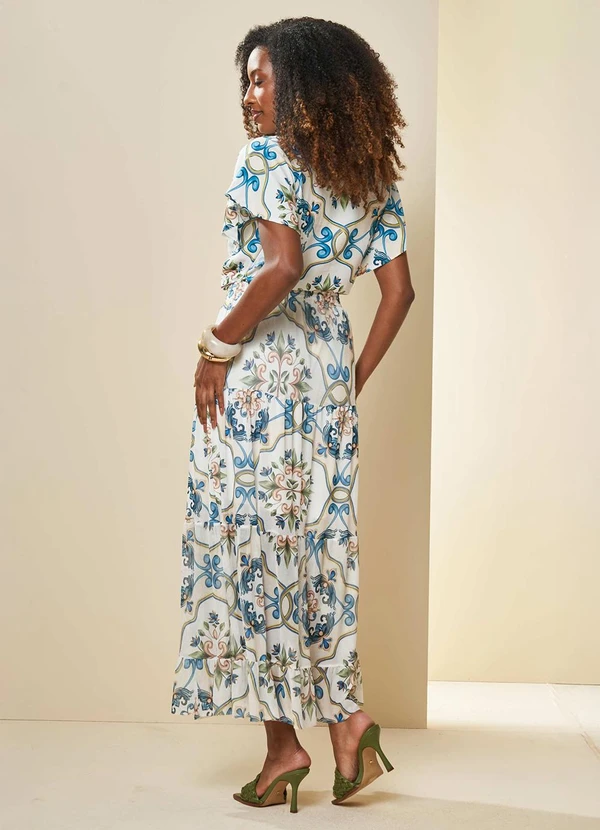 Doce Trama - Saia Longa Tropical Estampada Estampado 2