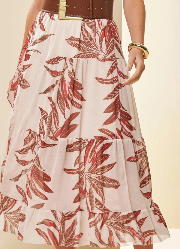 Doce Trama - Saia Longa Tropical Estampada Estampado 5