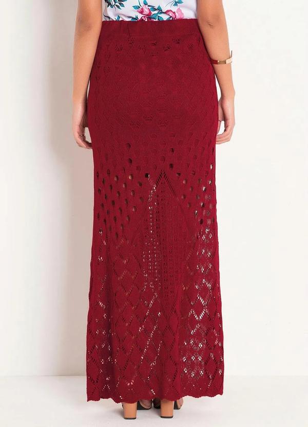 Outlet - Saia Longa Vermelha em Tricô Moda Evangélica 2