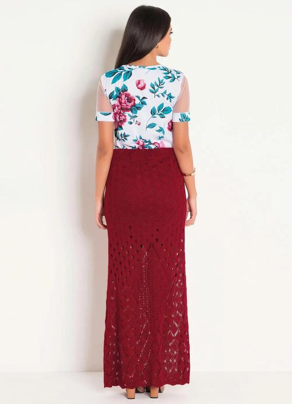 Outlet - Saia Longa Vermelha em Tricô Moda Evangélica 6