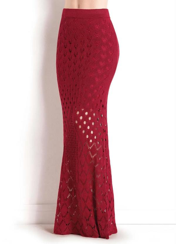 Outlet - Saia Longa Vermelha em Tricô Moda Evangélica 7