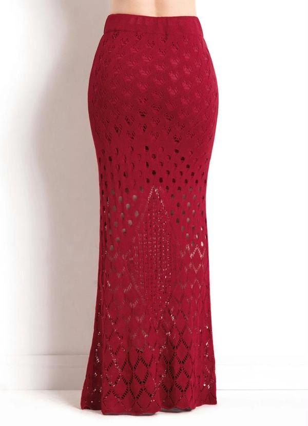 Outlet - Saia Longa Vermelha em Tricô Moda Evangélica 8