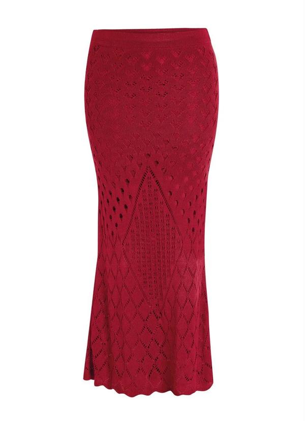Outlet - Saia Longa Vermelha em Tricô Moda Evangélica 9
