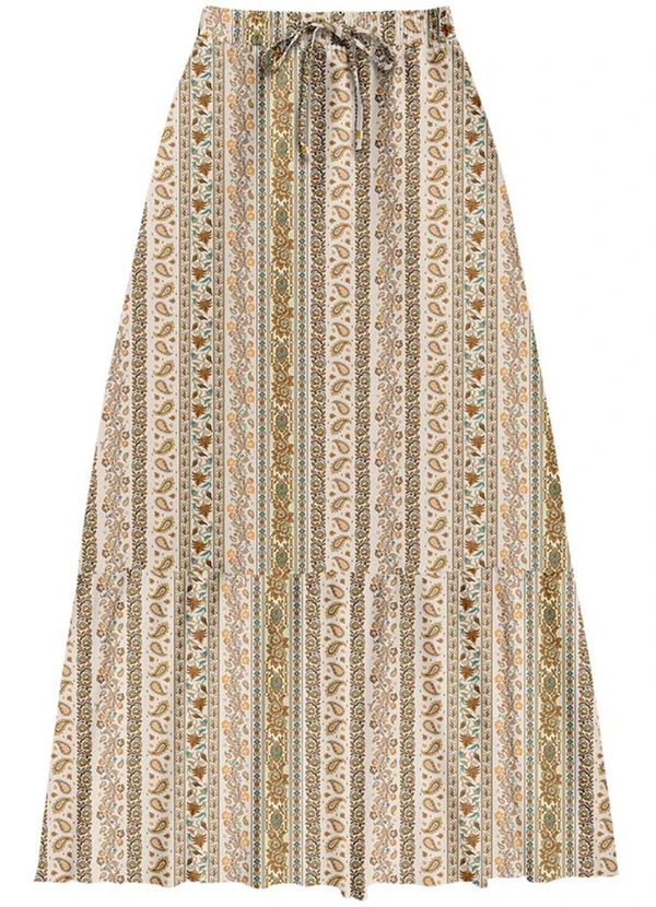 Angel - Saia Longa Viscose Estampada Angel Bege