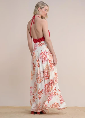 Angel - Saia Longa Viscose Estampada Bege - ANGEL
