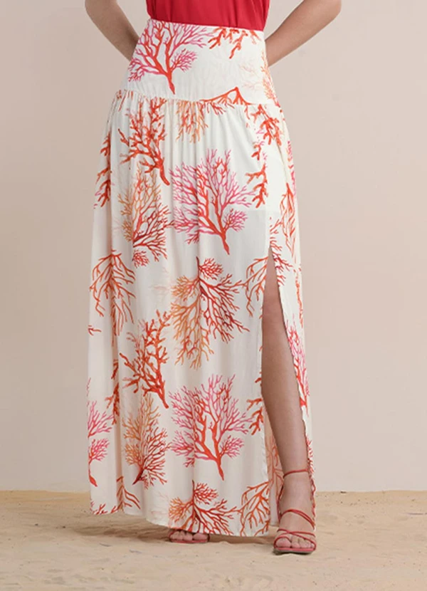 Angel - Saia Longa Viscose Estampada Bege