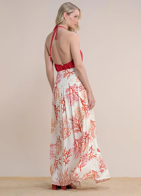 Angel - Saia Longa Viscose Estampada Bege 2