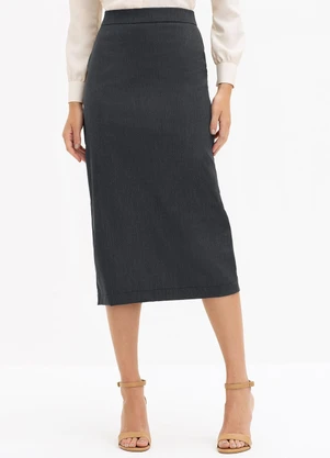 Principessa - Saia Longuete de Alfaiataria Mescla Escuro Amara - PRINCIPESSA