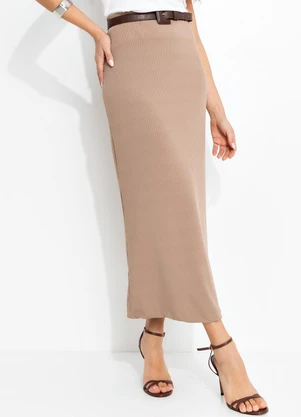 Bimini - Saia Marrom Claro em Canelado - BIMINI