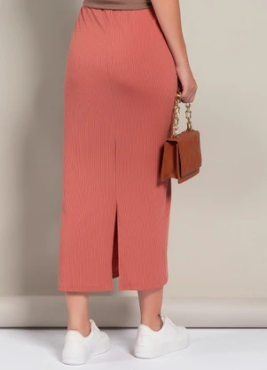 Moda Pop - Saia Marrom Claro em Canelado - MODA POP