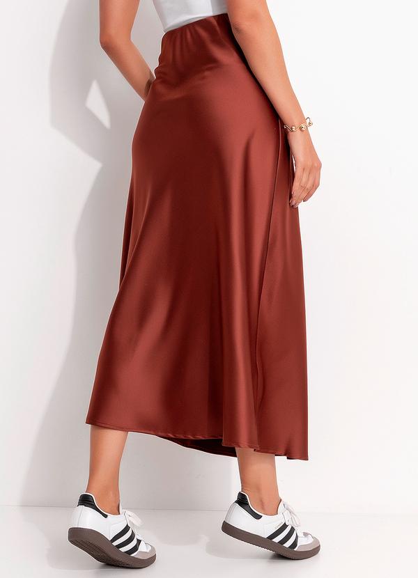 Quintess - Saia Marrom em Crepe Plano 2