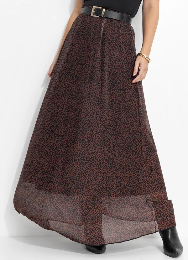 Quintess - Saia Marrom em Tule com Elastano