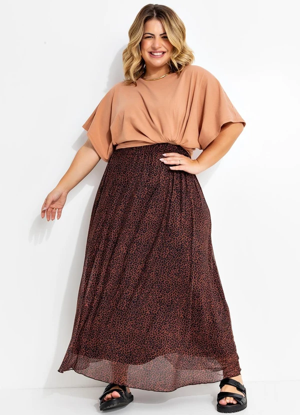 Quintess - Saia Marrom em Tule com Elastano 11