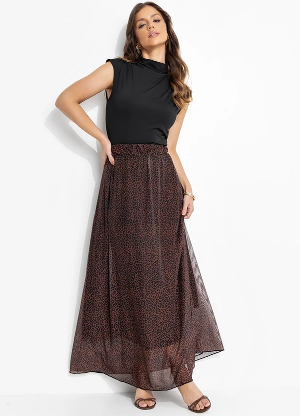 Quintess - Saia Marrom em Tule com Elastano 7