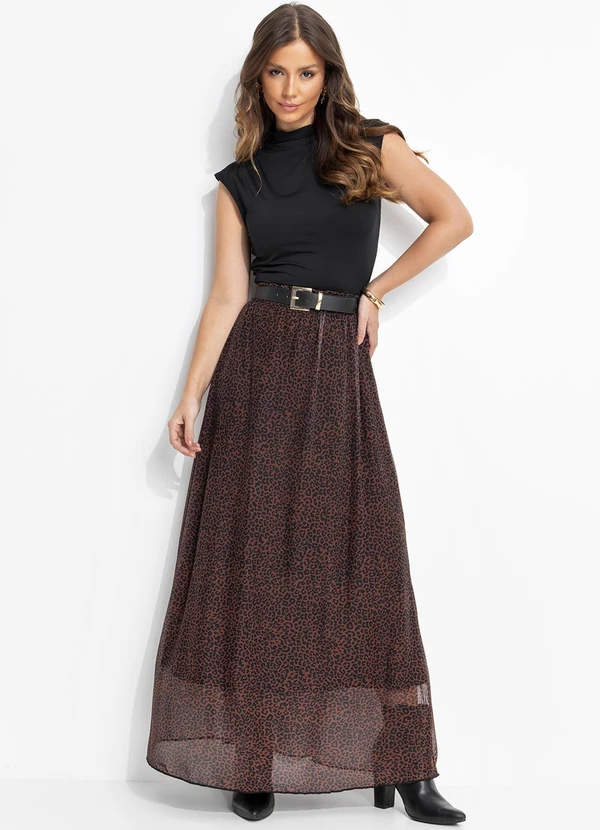 Quintess - Saia Marrom em Tule com Elastano 8