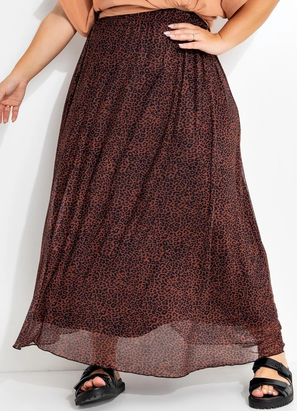 Quintess - Saia Marrom em Tule com Elastano 10