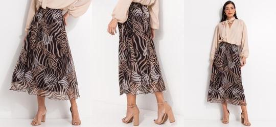 Saia Marrom em Tule com Elastano