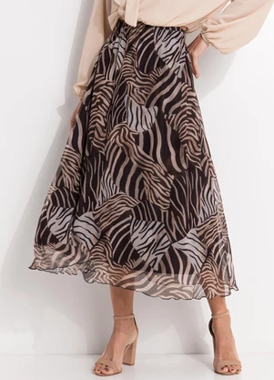 Quintess - Saia Marrom em Tule com Elastano - QUINTESS