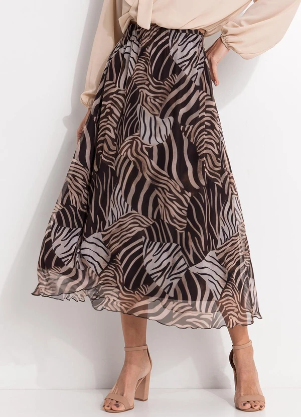 Quintess - Saia Marrom em Tule com Elastano