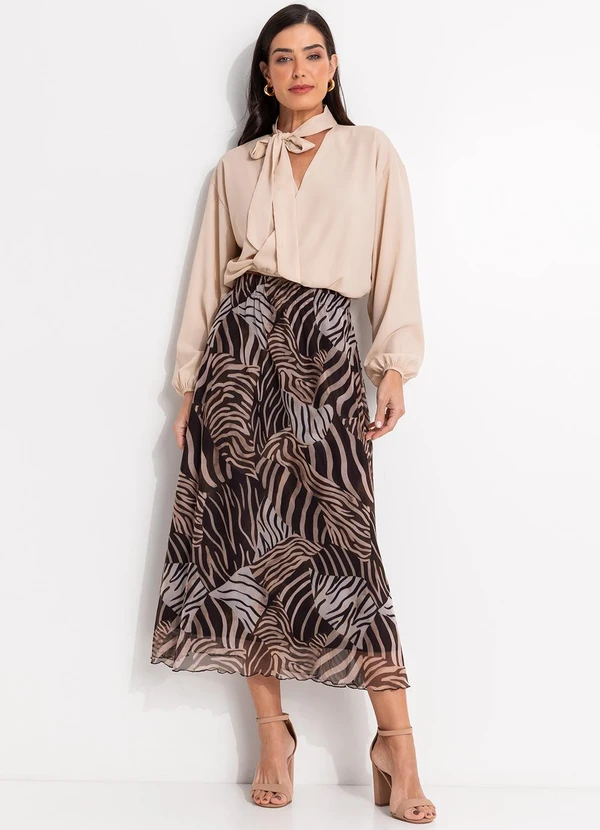 Quintess - Saia Marrom em Tule com Elastano 3