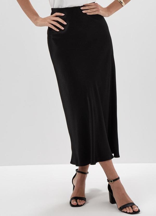 Principessa - Saia Maxi Longuete Acetinada Preto Gerlani 1