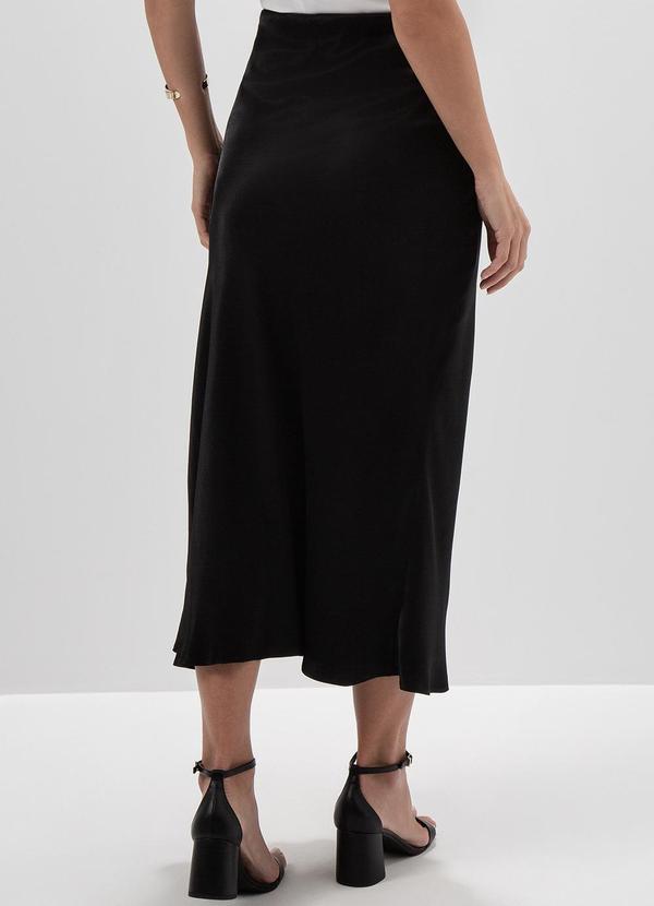Principessa - Saia Maxi Longuete Acetinada Preto Gerlani 2