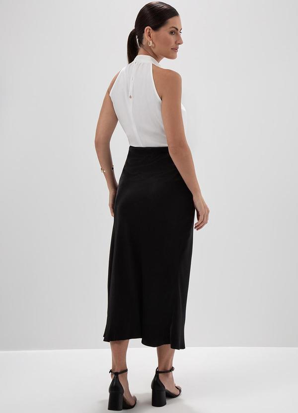 Principessa - Saia Maxi Longuete Acetinada Preto Gerlani 4