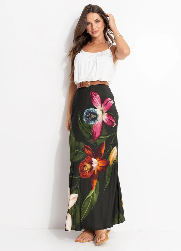 Farm - Saia Maxi Orquídeas Verde 5