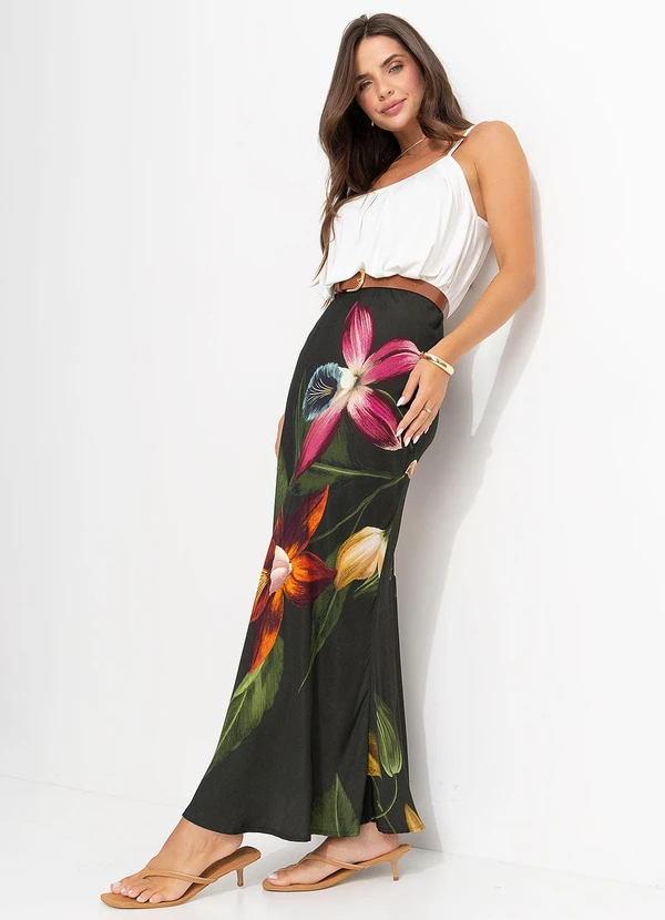 Farm - Saia Maxi Orquídeas Verde 6