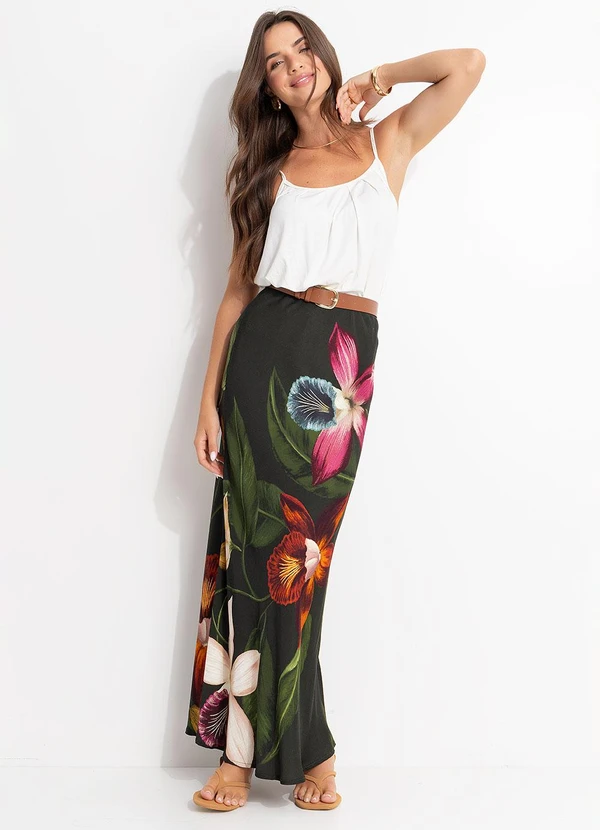 Farm - Saia Maxi Orquídeas Verde 7