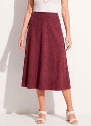 Saia Midi Evas� em Malha Suede Bord� com El�stico na Cintura