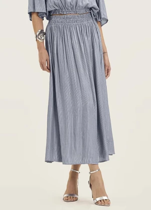 Endless - Saia Midi Feminina Cós com Elástico Azul - ENDLESS