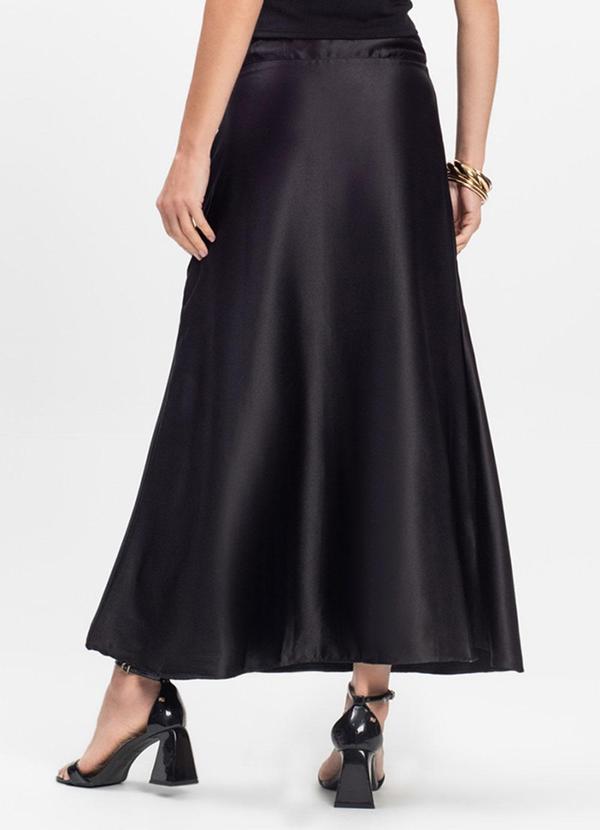 Select - Saia Midi Feminina Fluida Toque Acetinado Preto 2