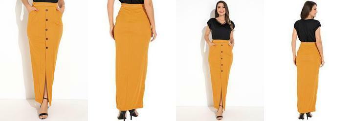 Saia Mostarda em Malha