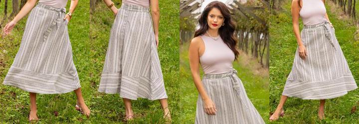 Saia Natural em Linho Fio Tinto