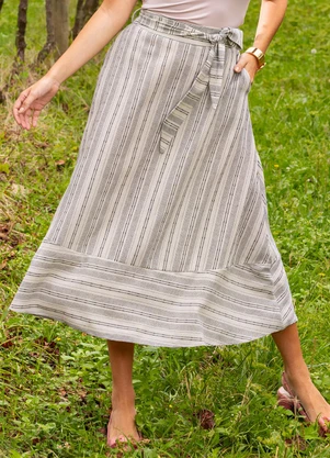 Quintess - Saia Natural em Linho Fio Tinto - QUINTESS