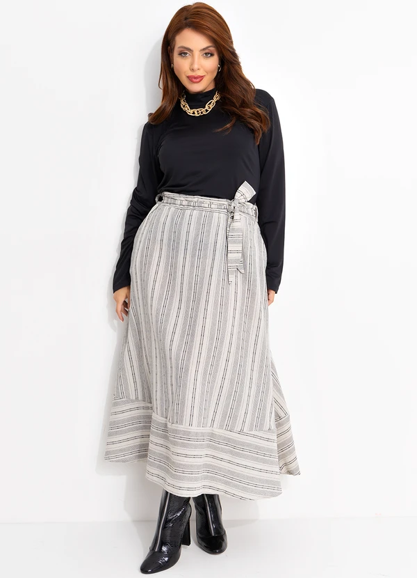 Quintess - Saia Natural em Linho Fio Tinto 10