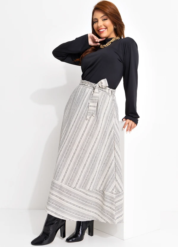 Quintess - Saia Natural em Linho Fio Tinto 11