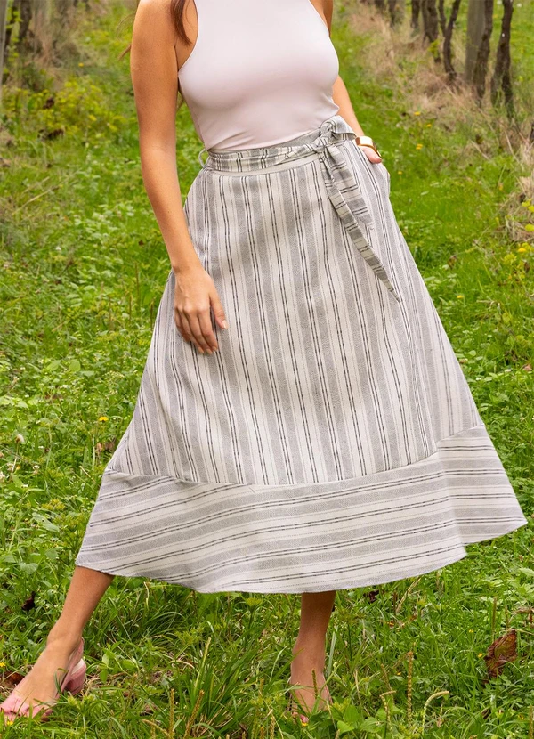 Quintess - Saia Natural em Linho Fio Tinto 4