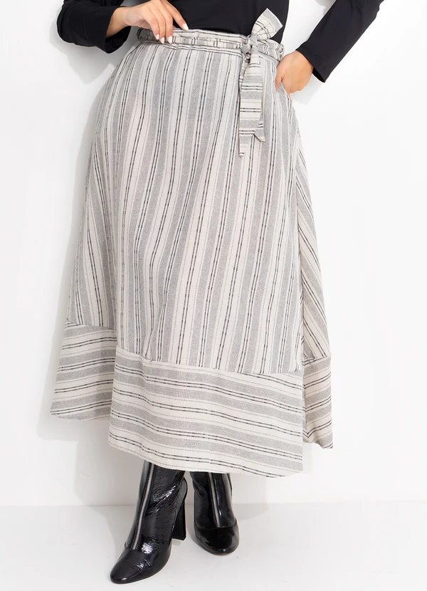 Quintess - Saia Natural em Linho Fio Tinto 6