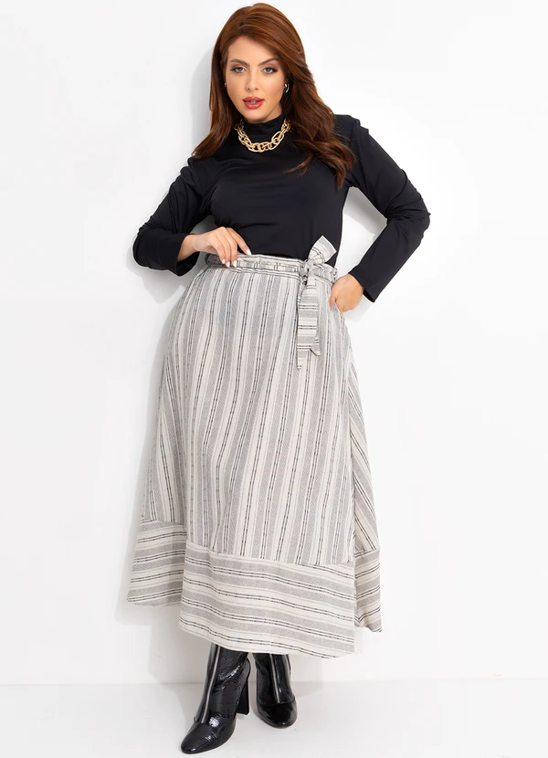 Quintess - Saia Natural em Linho Fio Tinto 8