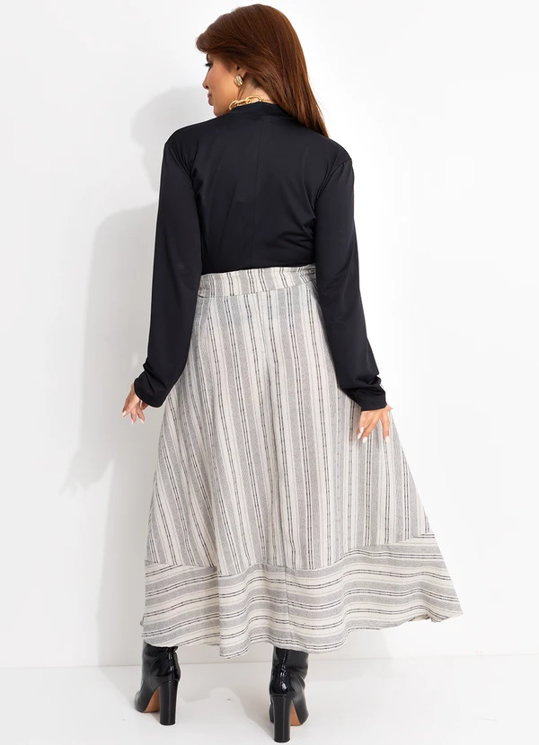 Quintess - Saia Natural em Linho Fio Tinto 9