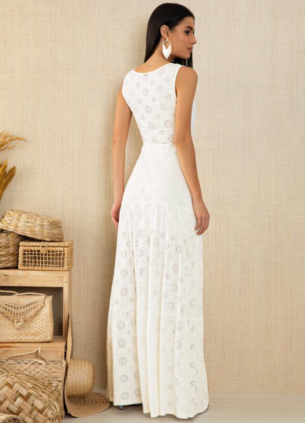 Quintess - Saia Off White Longa com Camadas 5