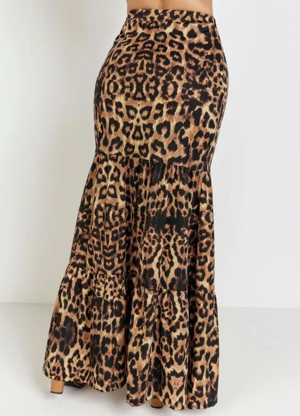 Rosalie - Saia Onça Marrom com Franzido 2