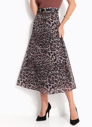 Saia On�a Marrom em Chiffon