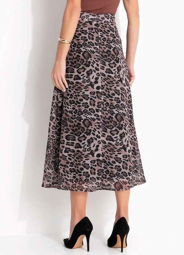 Quintess - Saia Onça Marrom em Chiffon 2
