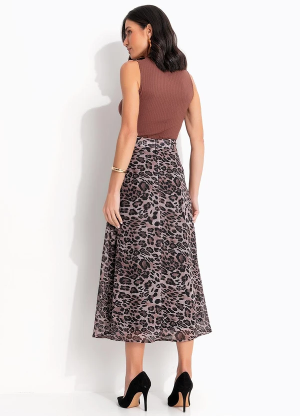 Quintess - Saia Onça Marrom em Chiffon 5