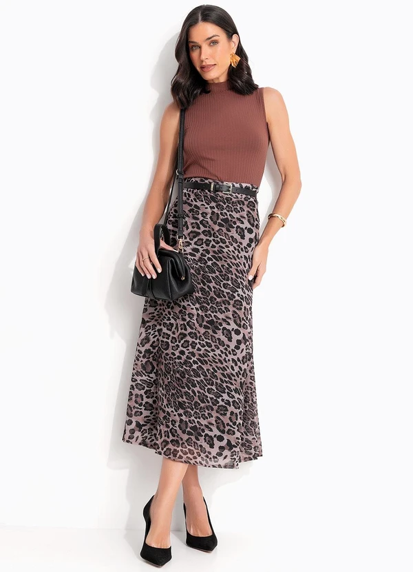 Quintess - Saia Onça Marrom em Chiffon 6