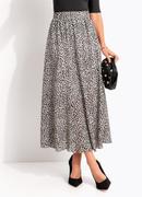 Saia Pincelado Abstrato em Malha Plissada